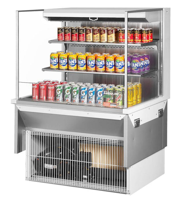 Turbo Air TOM-36L-UF-W-3SI-N 35 7/8" Drop-In Horizontal Open Air Cooler w/ (3) Levels – White Exterior, 115v - Donut-Equipment.com