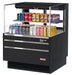 Turbo Air TOM-36L-UFD-B-2S-N 34 3/4" Black Low Profile Horizontal Open Air Cooler w/ (2) Levels – Ultra Front Deluxe Merchandiser, 115v - Donut-Equipment.com
