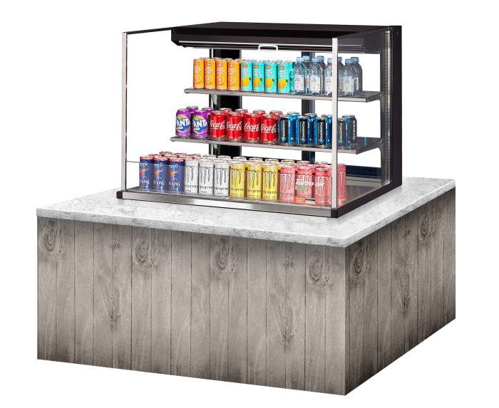 Turbo Air TOM-36L-UFD-B-3SI-N 36" Drop-In Horizontal Open Air Cooler w/ (3) Levels – Black Exterior, 115v - Donut-Equipment.com