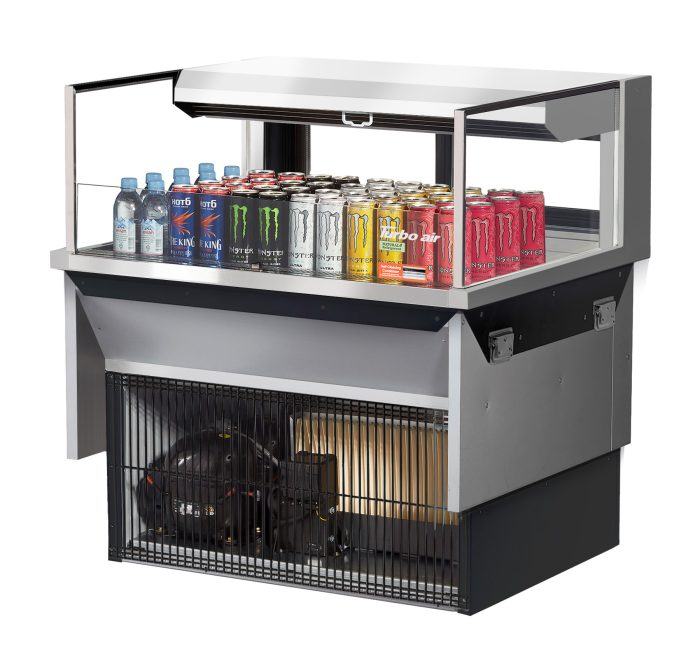 Turbo Air TOM-36L-UFD-S-1SI-N 36" Drop-In Horizontal Open Air Cooler w/ (1) Level – Stainless Steel Exterior, 115v - Donut-Equipment.com