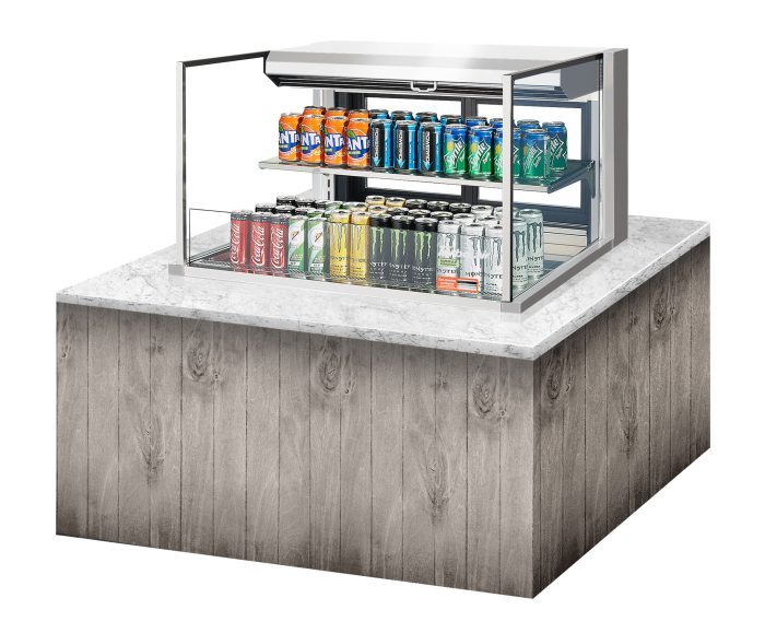 Turbo Air TOM-36L-UFD-S-2SI-N 36" Drop-In Horizontal Open Air Cooler w/ (2) Levels – Stainless Steel Exterior, 115v - Donut-Equipment.com