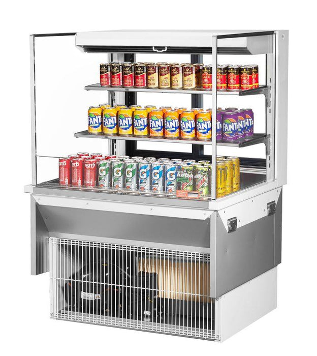Turbo Air TOM-36L-UFD-W-3SI-N 36" Drop-In Horizontal Open Air Cooler w/ (3) Levels – White Exterior, 115v - Donut-Equipment.com