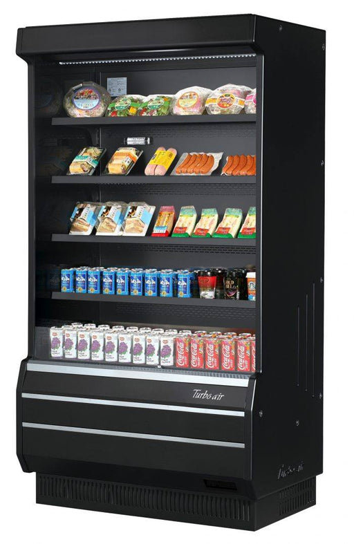 Turbo Air TOM-40B-SP-N 39 1/8" Vertical Open Air Cooler w/ (5) Levels – Black Exterior, 115v - Donut-Equipment.com