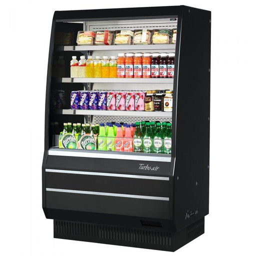 Turbo Air TOM-40MB-SP-N 39 1/8" Vertical Open Air Cooler w/ (4) Levels – Black Exterior, 115v - Donut-Equipment.com