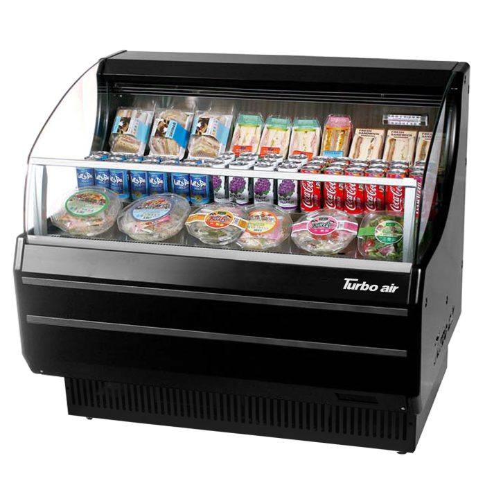 Turbo Air TOM-40SB-N 39" Slim Line Horizontal Open Air Cooler w/ (3) Levels – Black Exterior, 115v - Donut-Equipment.com