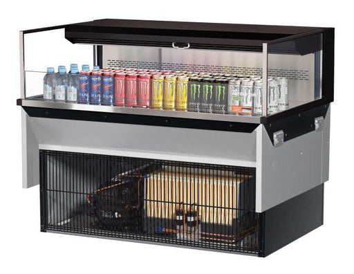 Turbo Air TOM-48L-UF-B-1SI-N 47 7/8" Drop-In Horizontal Open Air Cooler w/ (1) Level – Black Exterior, 115v - Donut-Equipment.com