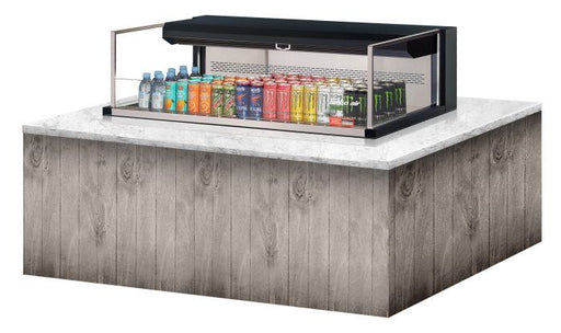 Turbo Air TOM-48L-UF-B-1SI-N 47 7/8" Drop-In Horizontal Open Air Cooler w/ (1) Level – Black Exterior, 115v - Donut-Equipment.com