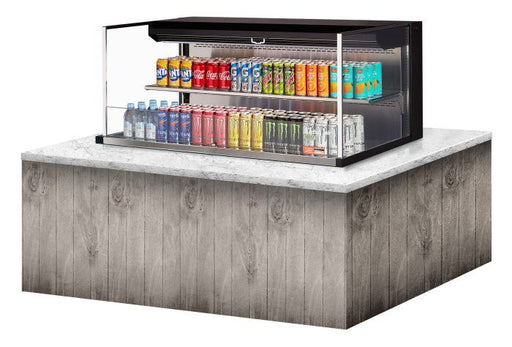 Turbo Air TOM-48L-UF-B-2SI-N 47 7/8" Drop-In Horizontal Open Air Cooler w/ (2) Levels – Black Exterior, 115v - Donut-Equipment.com