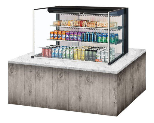 Turbo Air TOM-48L-UF-B-3SI-N 47 7/8" Drop-In Horizontal Open Air Cooler w/ (3) Levels – Black Exterior, 115v - Donut-Equipment.com