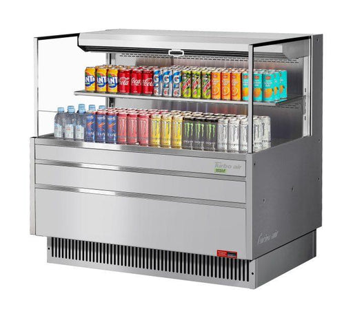 Turbo Air TOM-48L-UF-S-2S-N 46 3/4" Stainless Steel Low Profile Horizontal Open Air Cooler w/ (2) Levels – Ultra Front Merchandiser, 115v - Donut-Equipment.com