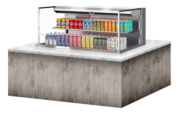 Turbo Air TOM-48L-UF-S-2SI-N 48" Stainless Steel Drop-In Refrigerated Open Display Case Merchandiser w/ (2) Levels, 115v - Donut-Equipment.com