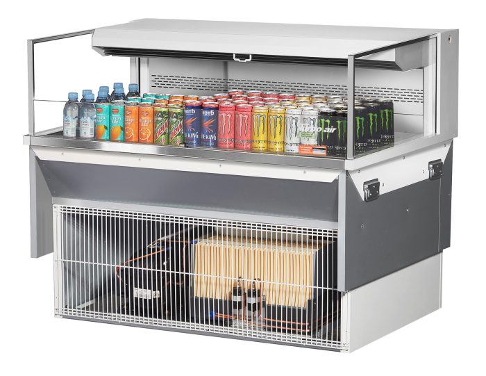 Turbo Air TOM-48L-UF-W-1SI-N 47 7/8" Drop-In Horizontal Open Air Cooler w/ (1) Level – White Exterior, 115v - Donut-Equipment.com