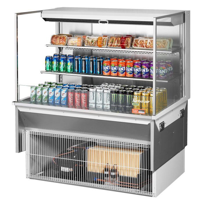 Turbo Air TOM-48L-UF-W-3SI-N 47 7/8" Drop-In Horizontal Open Air Cooler w/ (3) Levels – White Exterior, 115v - Donut-Equipment.com