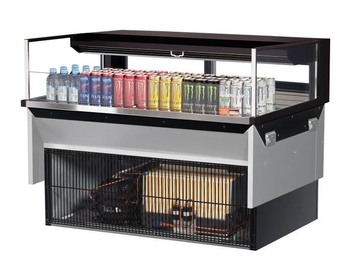 Turbo Air TOM-48L-UFD-B-1SI-N 48" Drop-In Horizontal Open Air Cooler w/ (1) Level – Black Exterior, 115v - Donut-Equipment.com