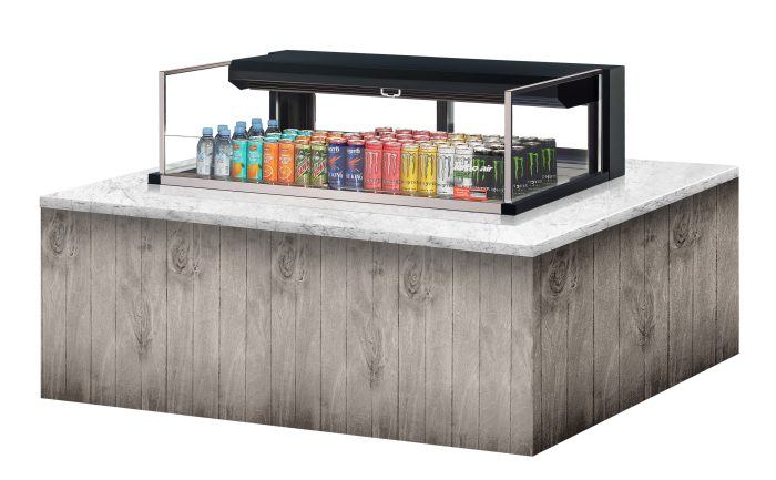 Turbo Air TOM-48L-UFD-B-1SI-N 48" Drop-In Horizontal Open Air Cooler w/ (1) Level – Black Exterior, 115v - Donut-Equipment.com