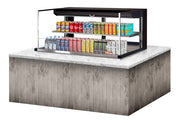 Turbo Air TOM-48L-UFD-B-2SI-N 48" Drop-In Horizontal Open Air Cooler w/ (2) Levels – Black Exterior, 115v - Donut-Equipment.com