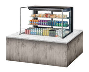 Turbo Air TOM-48L-UFD-B-3SI-N 48" Drop-In Horizontal Open Air Cooler w/ (3) Levels – Black Exterior, 115v - Donut-Equipment.com