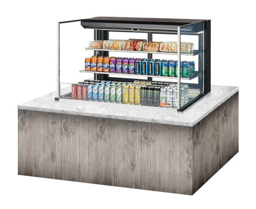 Turbo Air TOM-48L-UFD-B-3SI-N 48" Drop-In Horizontal Open Air Cooler w/ (3) Levels – Black Exterior, 115v - Donut-Equipment.com