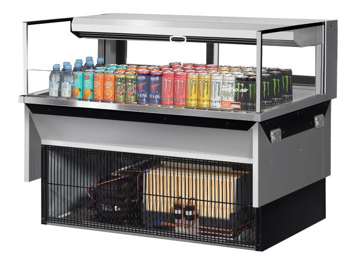 Turbo Air TOM-48L-UFD-S-1SI-N 48" Drop-In Horizontal Open Air Cooler w/ (1) Level – Stainless Steel Exterior, 115v - Donut-Equipment.com