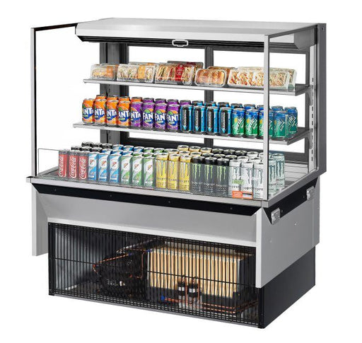 Turbo Air TOM-48L-UFD-S-3SI-N 48" Drop-In Horizontal Open Air Cooler w/ (3) Levels – Stainless Steel Exterior, 115v - Donut-Equipment.com