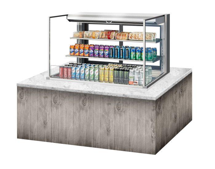 Turbo Air TOM-48L-UFD-S-3SI-N 48" Drop-In Horizontal Open Air Cooler w/ (3) Levels – Stainless Steel Exterior, 115v - Donut-Equipment.com