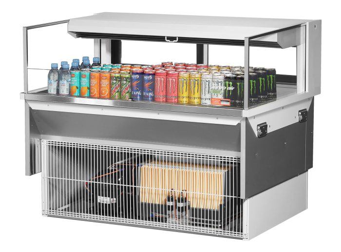 Turbo Air TOM-48L-UFD-W-1SI-N 48" Drop-In Horizontal Open Air Cooler w/ (1) Level – White Exterior, 115v - Donut-Equipment.com