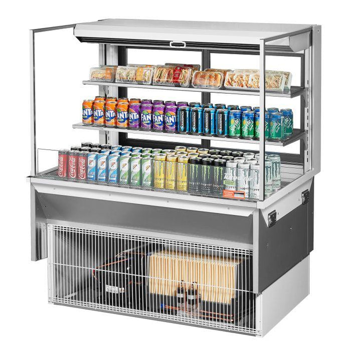 Turbo Air TOM-48L-UFD-W-3SI-N 48" Drop-In Horizontal Open Air Cooler w/ (3) Levels – White Exterior, 115v - Donut-Equipment.com