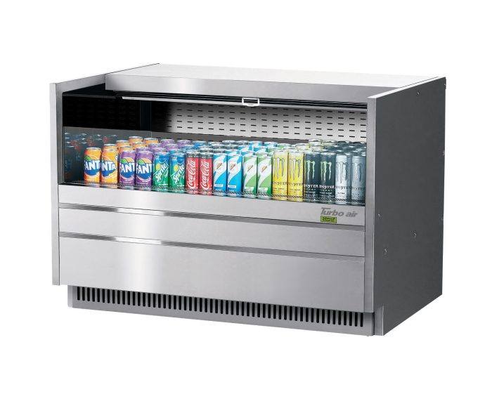 Turbo Air TOM-48UC-S-N 48 1/4" Drop-In Horizontal Open Air Cooler w/ (1) Level – Stainless Steel Exterior, 115v - Donut-Equipment.com