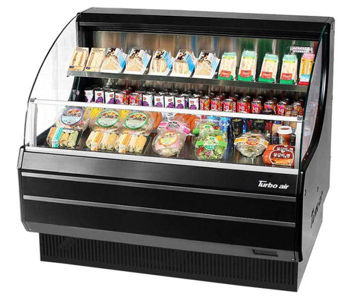 Turbo Air TOM-50LB-N 50" Horizontal Open Air Cooler w/ (2) Levels – Low Profile, Black Exterior, 115v - Donut-Equipment.com