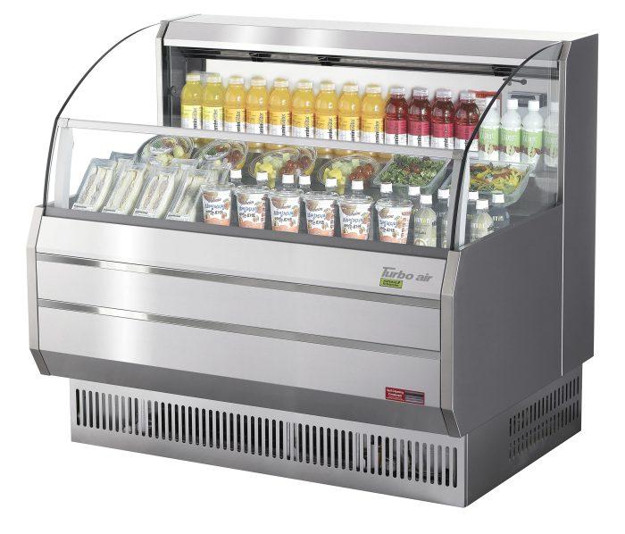 Turbo Air TOM-50SS-N 50 3/4" Slim Line Horizontal Open Air Cooler w/ (3) Levels – Stainless Steel Exterior, 115v - Donut-Equipment.com