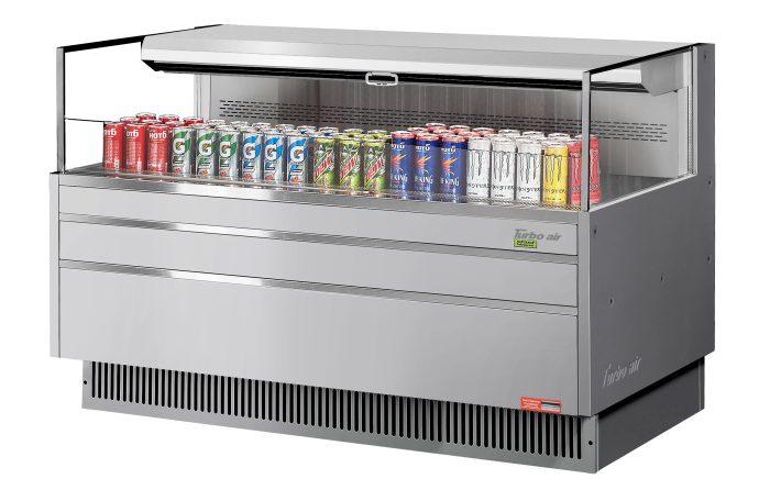Turbo Air TOM-60L-UF-S-1S-N 58 3/4" Stainless Steel Low Profile Horizontal Open Air Cooler w/ (1) Level – Ultra Front Merchandiser, 115v - Donut-Equipment.com