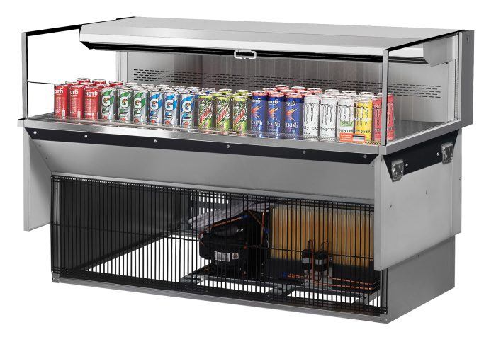 Turbo Air TOM-60L-UF-S-1SI-N 60" Stainless Steel Drop-In Refrigerated Open Display Case Merchandiser with (1) Level, 115v - Donut-Equipment.com
