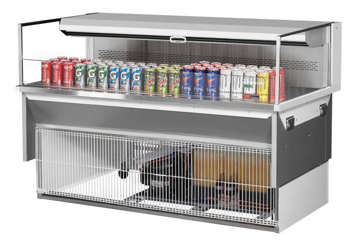 Turbo Air TOM-60L-UF-W-1SI-N 59 7/8" Drop-In Horizontal Open Air Cooler w/ (1) Level – White Exterior, 115v - Donut-Equipment.com