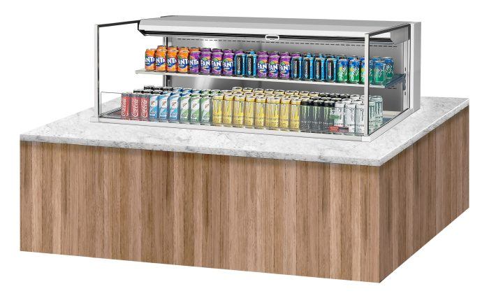 Turbo Air TOM-60L-UF-W-2SI-N 59 7/8" Drop-In Horizontal Open Air Cooler w/ (2) Levels – White Exterior, 115v - Donut-Equipment.com