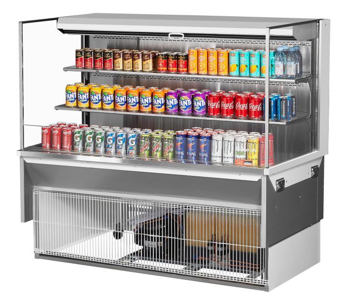 Turbo Air TOM-60L-UF-W-3SI-N 59 7/8" Drop-In Horizontal Open Air Cooler w/ (3) Levels – White Exterior, 115v - Donut-Equipment.com