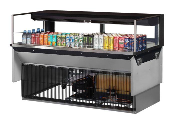 Turbo Air TOM-60L-UFD-B-1SI-N 60" Drop-In Horizontal Open Air Cooler w/ (1) Level – Black Exterior, 115v - Donut-Equipment.com