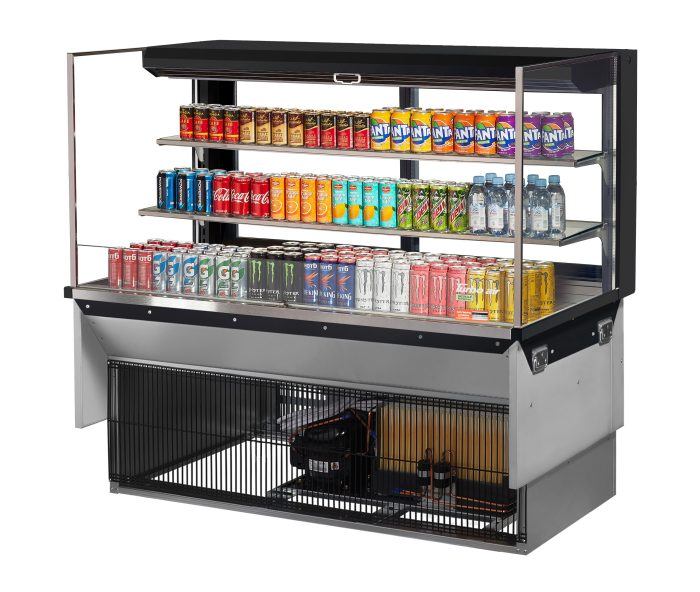 Turbo Air TOM-60L-UFD-W-3SI-N 60" Drop-In Horizontal Open Air Cooler w/ (3) Levels – White Exterior, 115v - Donut-Equipment.com
