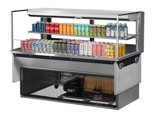 Turbo Air TOM-60L-UFD-S-2SI-N 60" Drop-In Horizontal Open Air Cooler w/ (2) Levels – Stainless Steel Exterior, 115v - Donut-Equipment.com