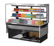 Turbo Air TOM-60L-UFD-S-3SI-N 60" Drop-In Horizontal Open Air Cooler w/ (3) Levels – Stainless Steel Exterior, 115v - Donut-Equipment.com