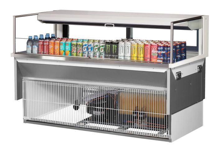 Turbo Air TOM-60L-UFD-W-1SI-N 60" Drop-In Horizontal Open Air Cooler w/ (1) Level – White Exterior, 115v - Donut-Equipment.com