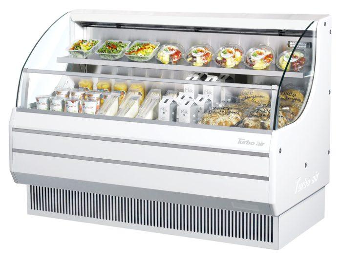 Turbo Air TOM-60LW-N 63 1/4" Horizontal Open Air Cooler w/ (2) Levels – Low Profile, White Exterior, 115v - Donut-Equipment.com