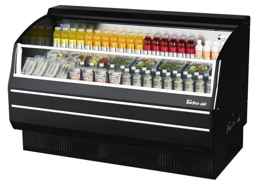 Turbo Air TOM-60SB-SP-N 63 3/8" Black Horizontal Open Air Cooler w/ (3) Levels, Stainless Steel Interior – Slim Line, 115v - Donut-Equipment.com
