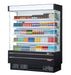 Turbo Air TOM-60SEB-N 64" Black Narrow Depth Vertical Open Air Cooler / Air Curtain Display Case with (5) Levels, 115v - Donut-Equipment.com