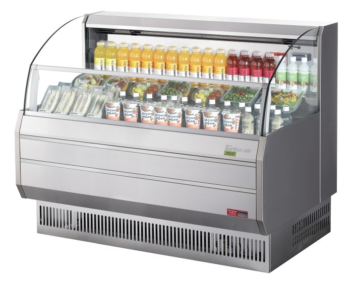 Turbo Air TOM-60SS-N 63 3/8" Slim Line Horizontal Open Air Cooler w/ (3) Shelves – Stainless Steel Exterior, 115v - Donut-Equipment.com