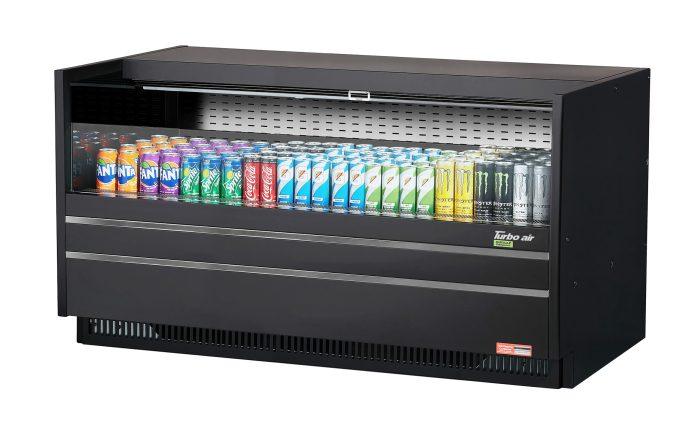 Turbo Air TOM-60UC-B-N 60 1/4" Horizontal Open Air Cooler w/ (1) Level – Black Exterior, 115v - Donut-Equipment.com