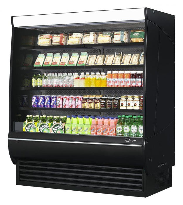 Turbo Air TOM-72DXB-SP-N 68 3/4" Black Extra Deep Vertical Open Air Cooler w/ Solid Side Panels, (5) Levels, 220v/1ph - Donut-Equipment.com