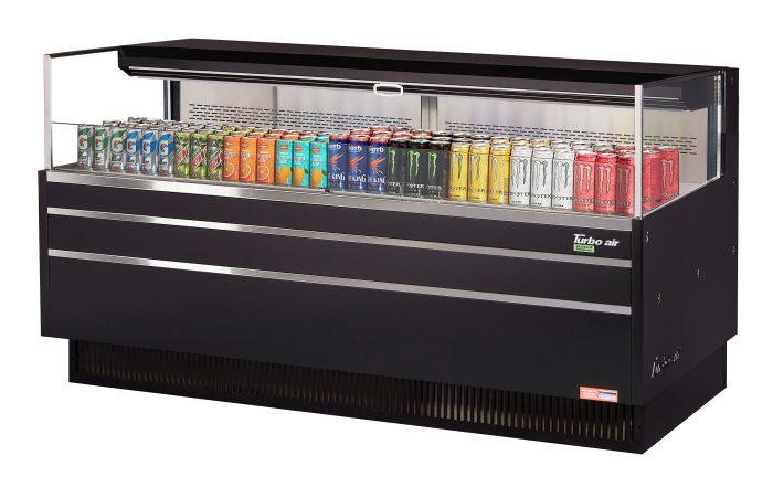 Turbo Air TOM-72L-UF-B-1S-N 70 3/4" Black Low Profile Horizontal Open Air Cooler w/ (1) Level – Ultra Front Merchandiser, 220v/1ph - Donut-Equipment.com