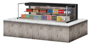Turbo Air TOM-72L-UF-B-2SI-N 71 7/8" Drop-In Horizontal Open Air Cooler w/ (2) Levels – Black Exterior, 220v/1ph - Donut-Equipment.com