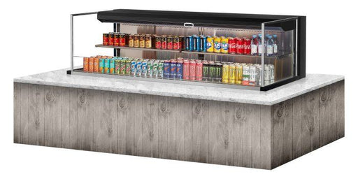 Turbo Air TOM-72L-UF-B-2SI-N 71 7/8" Drop-In Horizontal Open Air Cooler w/ (2) Levels – Black Exterior, 220v/1ph - Donut-Equipment.com