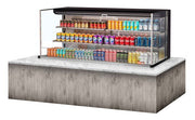 Turbo Air TOM-72L-UF-B-3SI-N 71 7/8" Drop-In Horizontal Open Air Cooler w/ (3) Levels – Black Exterior, 220v/1ph - Donut-Equipment.com